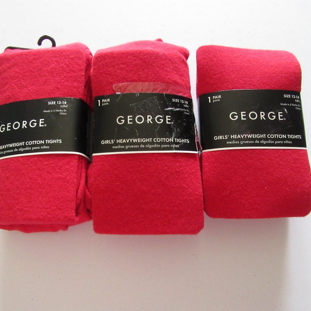 (3) George Red Heavyweight Cotton Tights 12-14